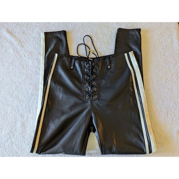 Fashion Nova Janice lace-up faux leather high waisted pants  Sz L - Picture 8 of 8